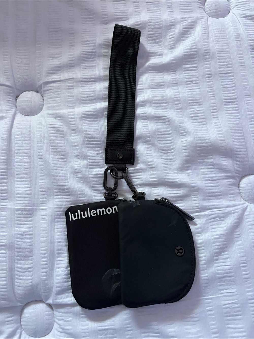 lululemon black dual pouch wristlet with strap